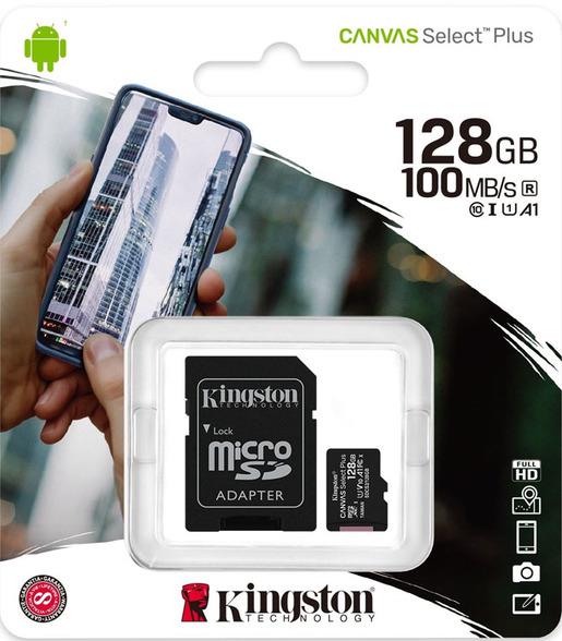 Memoria Micro SD Kingston 128GB Con Adaptador SDCS2 100MBS