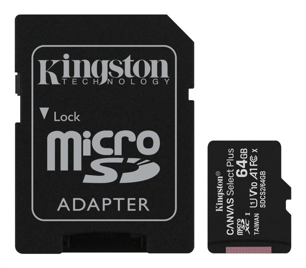 Memoria Micro SD Kingston 64GB Con Adaptador SDCS2 100MBS