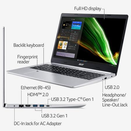 Notebook Acer Aspire 5 Slim - Ryzen 3 - 4Gb - 15.6" - Win 11 - Pure Silver