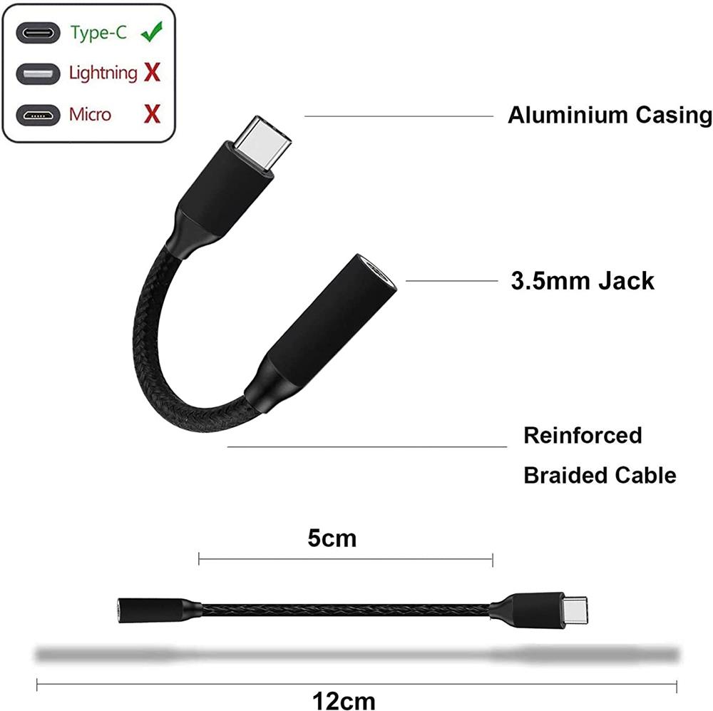 Cable Adaptador de Audio Tipo C a Jack 3.5mm