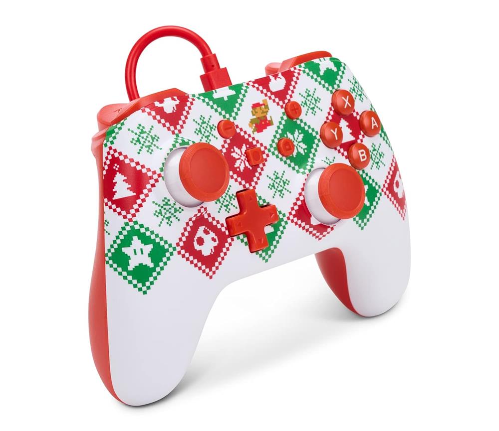 Gamepad PowerA Wired Enhanced Nintendo Switch: Mario Holiday Sweater - Switch