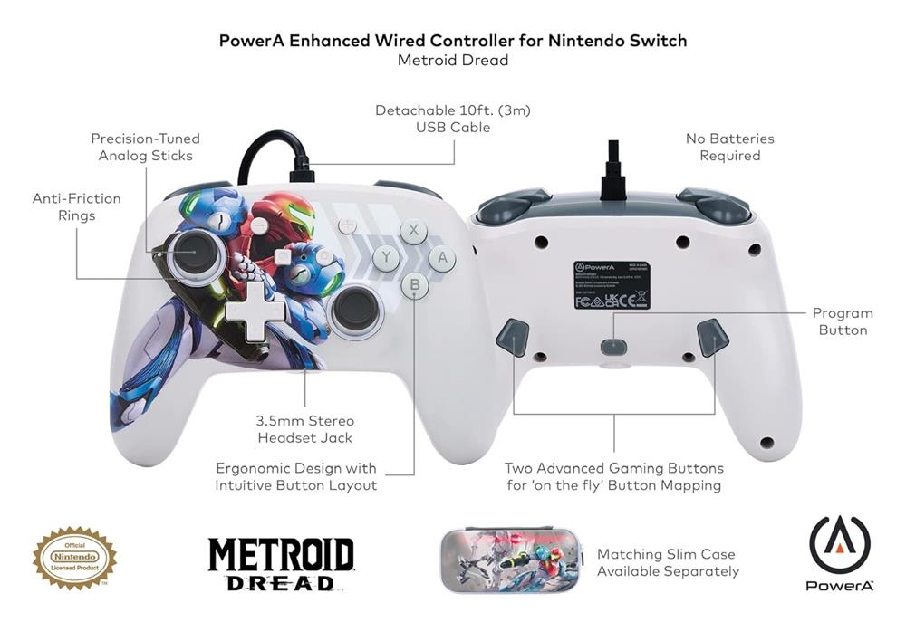 Gamepad PowerA Wired Enhanced Nintendo Switch: Metroid Dread