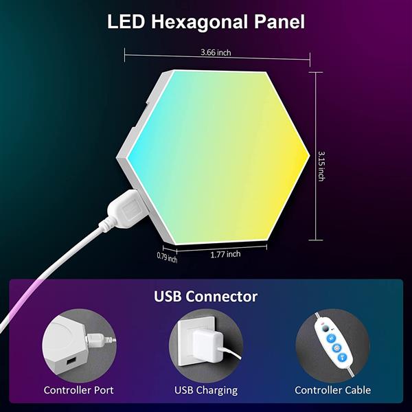Luz Led OJQ 8-Pack Hexagonal Modular RGB