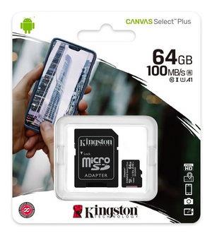 Memoria Micro SD Kingston 64GB Con Adaptador SDCS2 100MBS