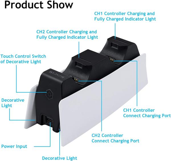 MCBazel Dual Charger para control DualSense PS5